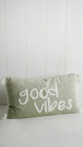 Good Vibes Embroidered Cotton Cushion 51x31cm